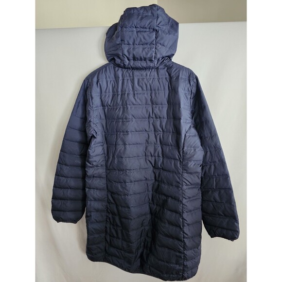 Columbia Coat Womens XL Long Puffer Hooded Down Jacket Navy Full Zip Winter - Picture 4 of 11
